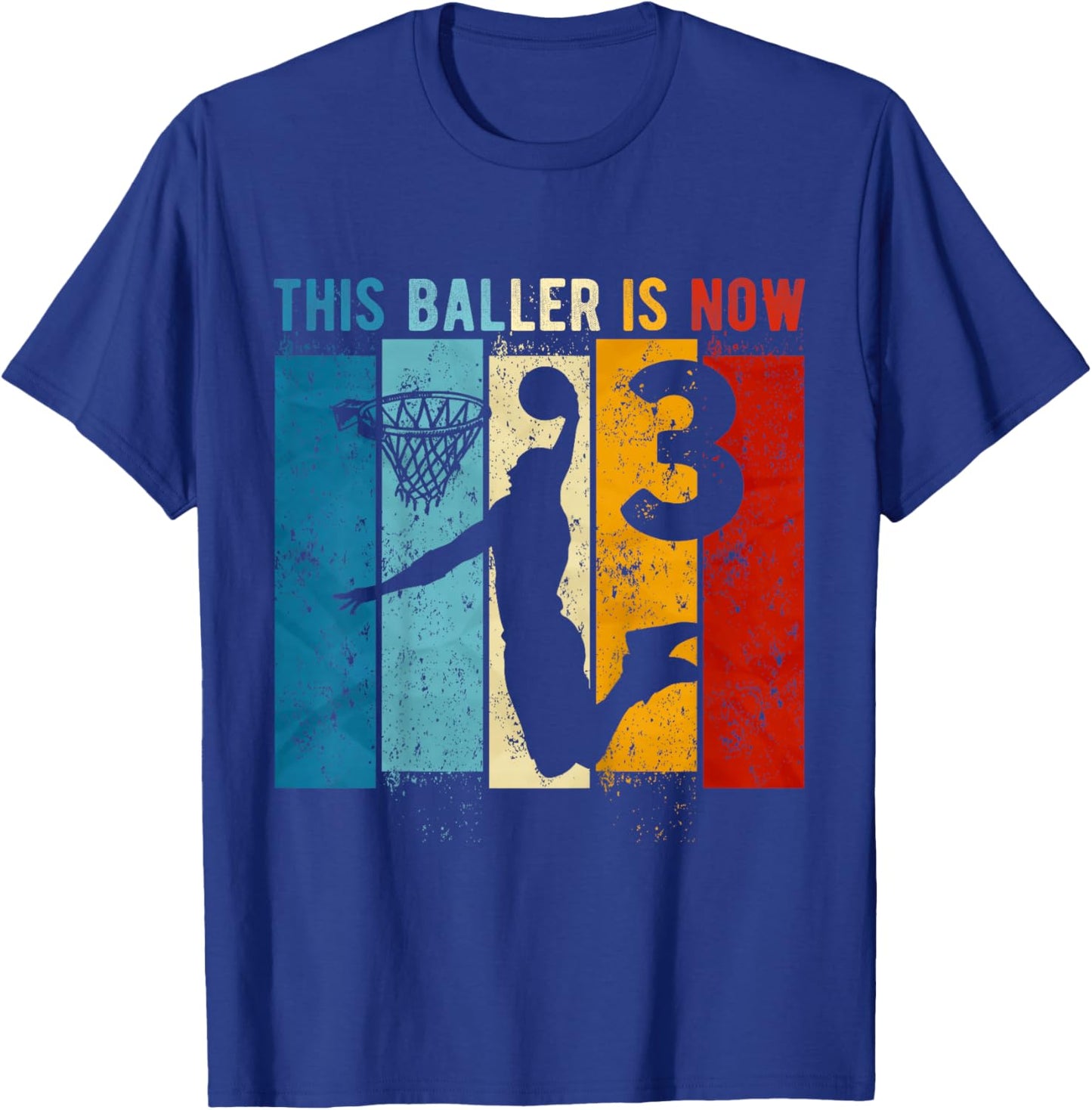 Kids 3 Year Old Basketball 3rd Birthday Boy T-Shirt - T-Shirt | Royal