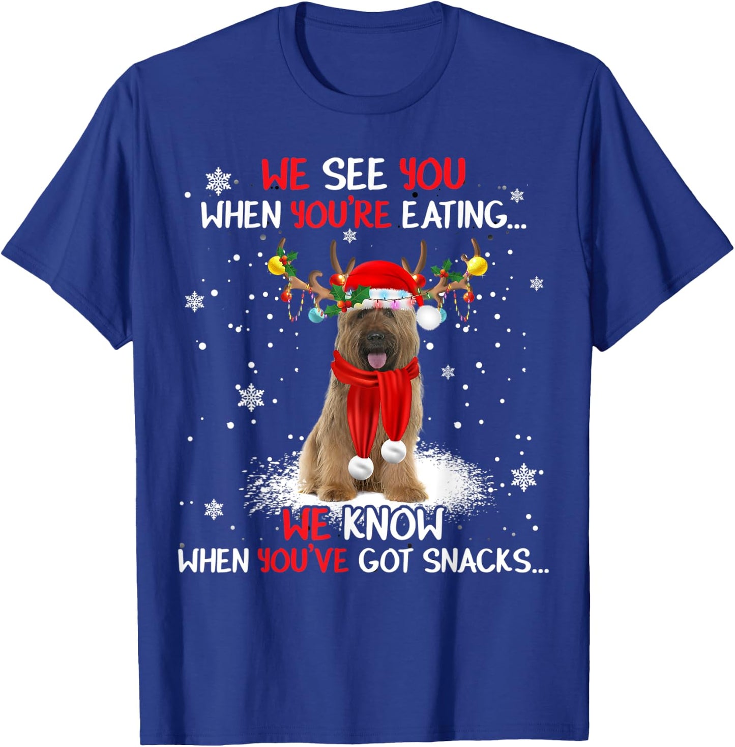 Santa Briard Reindeer Light Christmas Pajama T-Shirt - T-Shirt | Royal