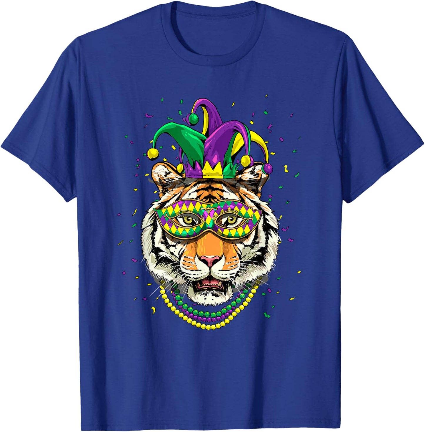 Tiger Mardi Gras Shirt Jester Animal Tiger Face Tiger Lover T-Shirt - T-Shirt | Royal