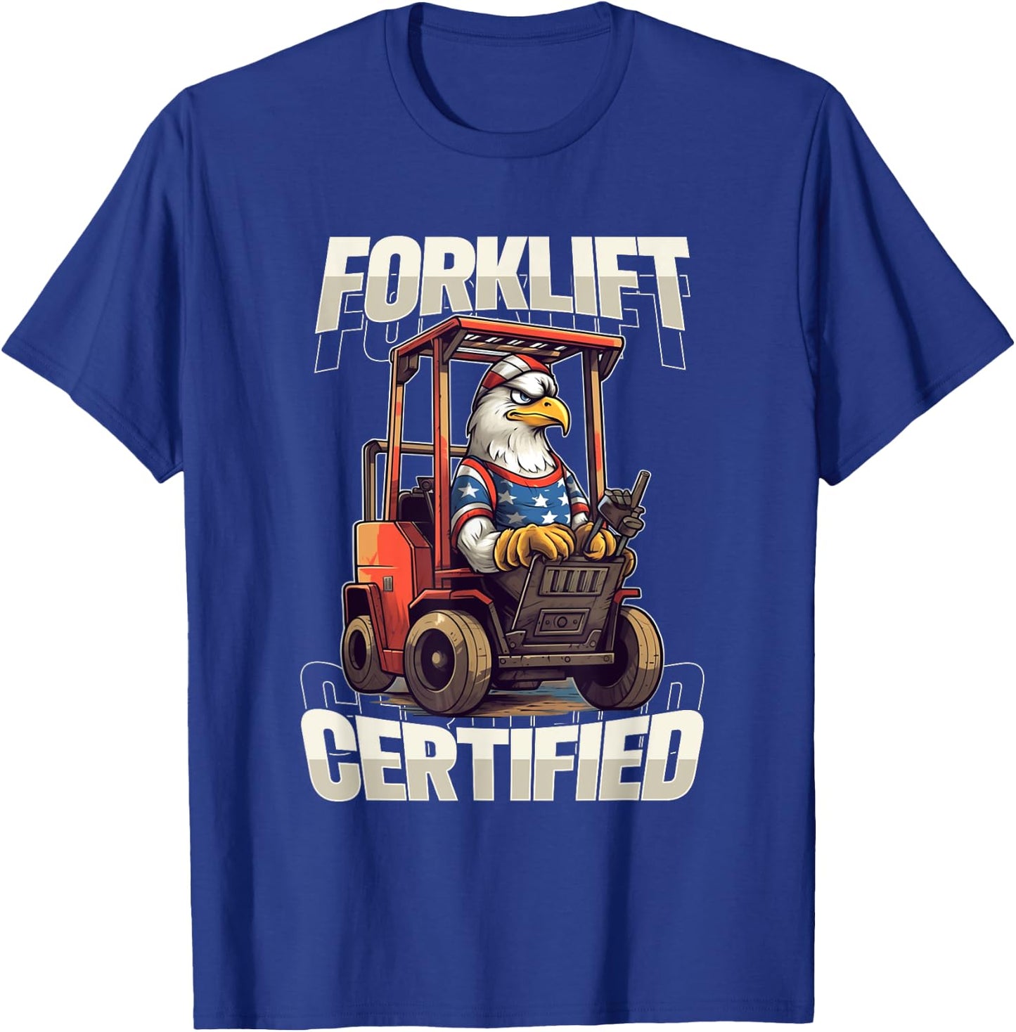 Forklift Certified Funny Bald Eagle Patriotic Operator Kids Men T-Shirt - T-Shirt | Royal