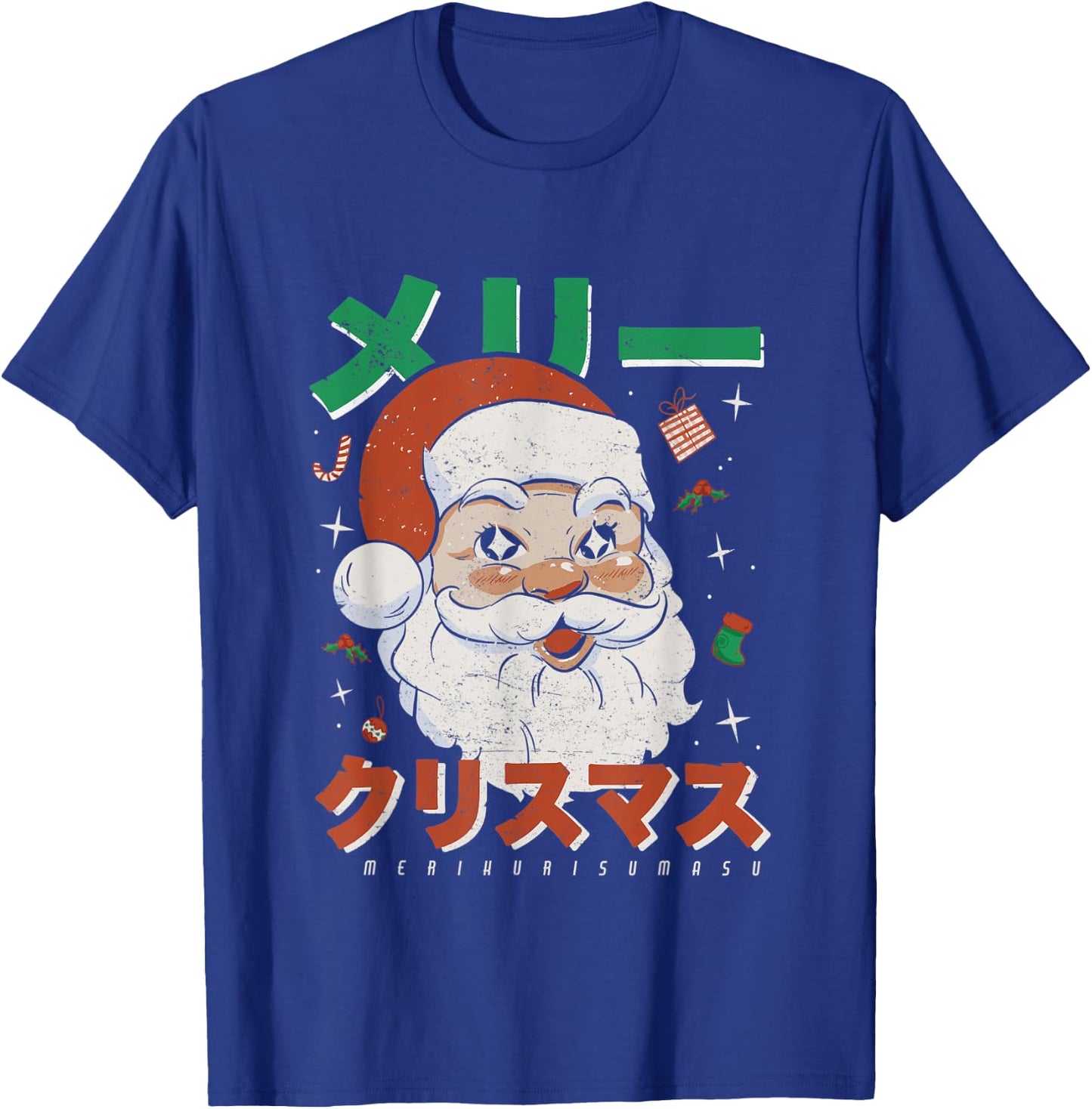 Retro Japan Otaku Japanese Vintage Santa Merry Christmas T-Shirt - T-Shirt | Royal