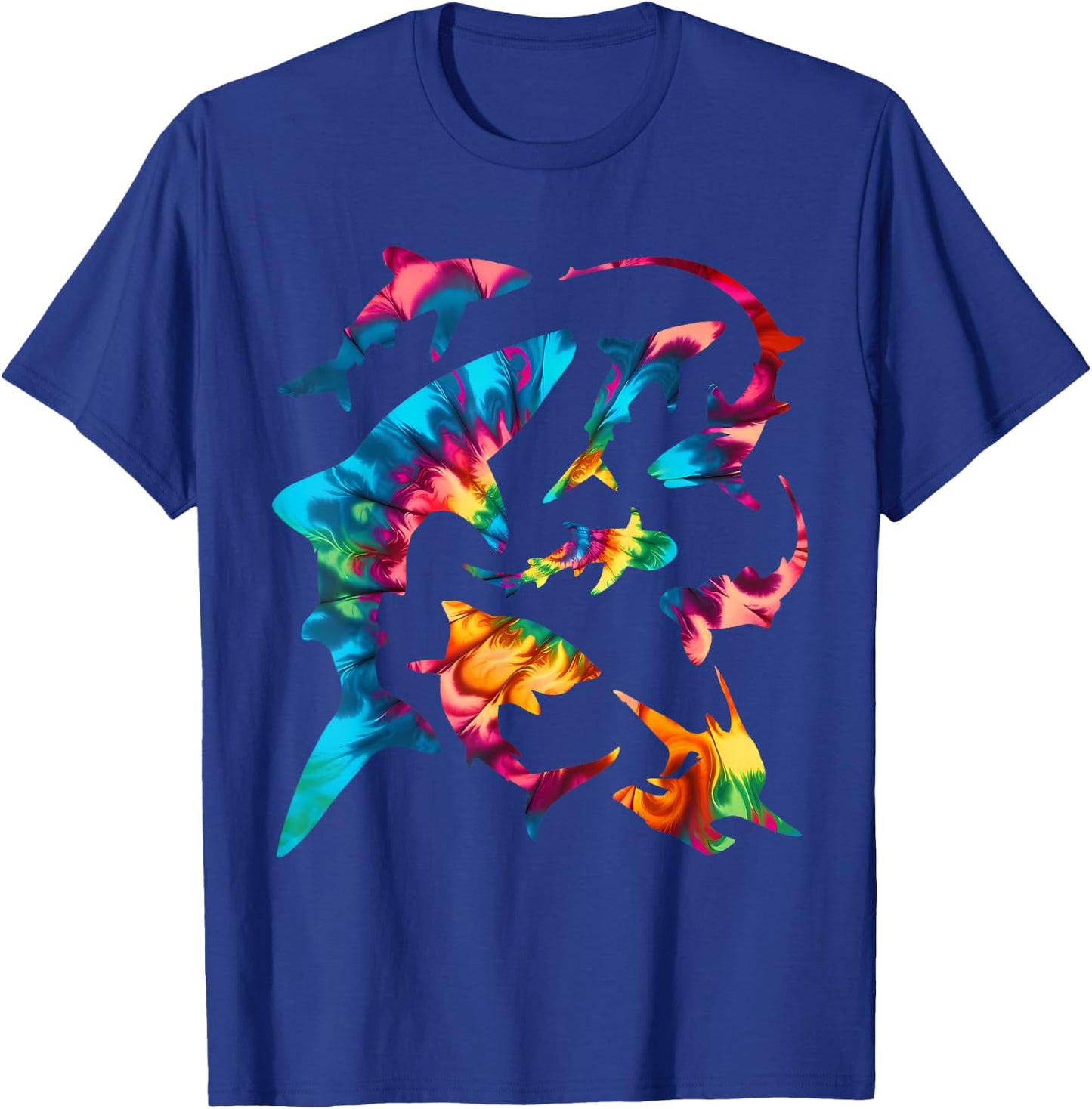 Whale Shark Hammerhead White Shark Types Tie Dye Sharks T-Shirt - T-Shirt | Royal