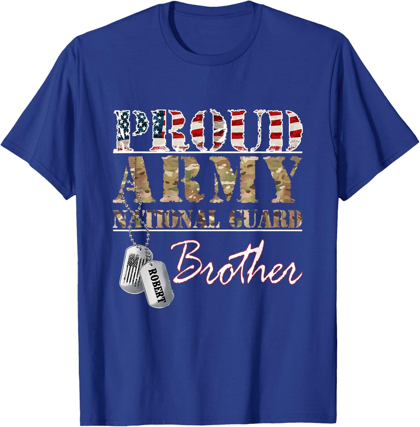Proud Army National Guard Brother -Adults, Kids Black Cotton 60%, Polyester 40% Short Sleeve T-Shirt - T-Shirt | Royal