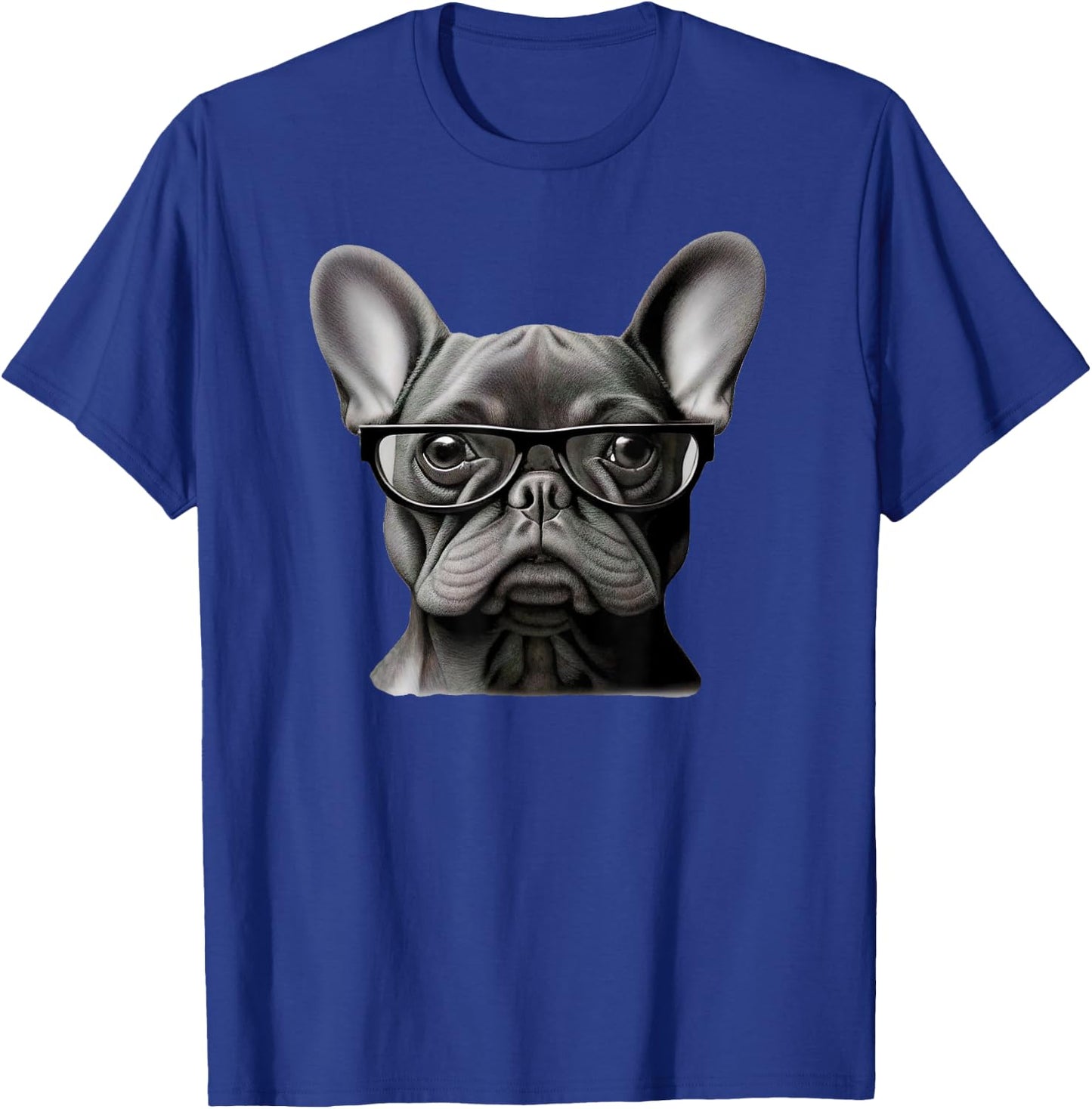 Funny French Bulldog Face Cute Frenchie Mama With Glasses Men Women Girls Kids T-Shirt - T-Shirt | Royal