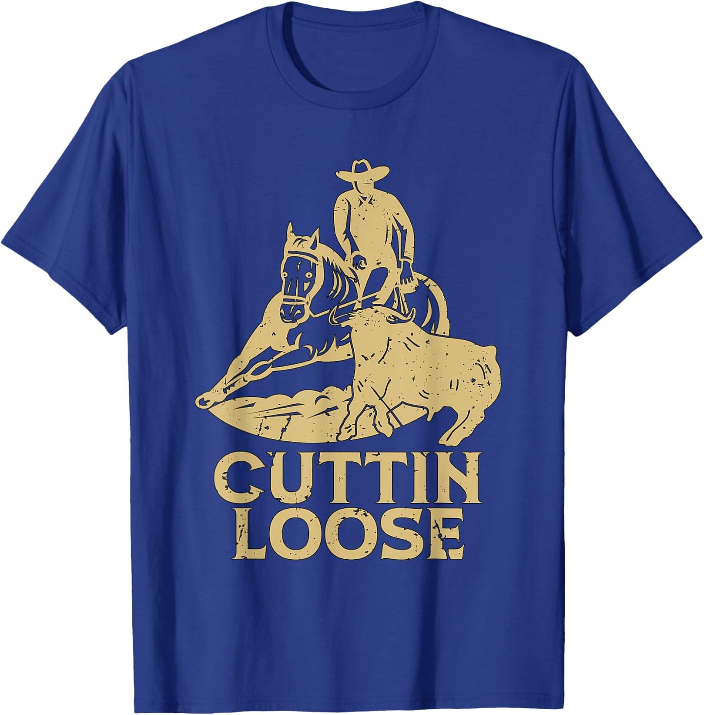 Cuttin Loose Loves Western Horse Riding Cowboy Cutting Horse T-Shirt - T-Shirt | Royal