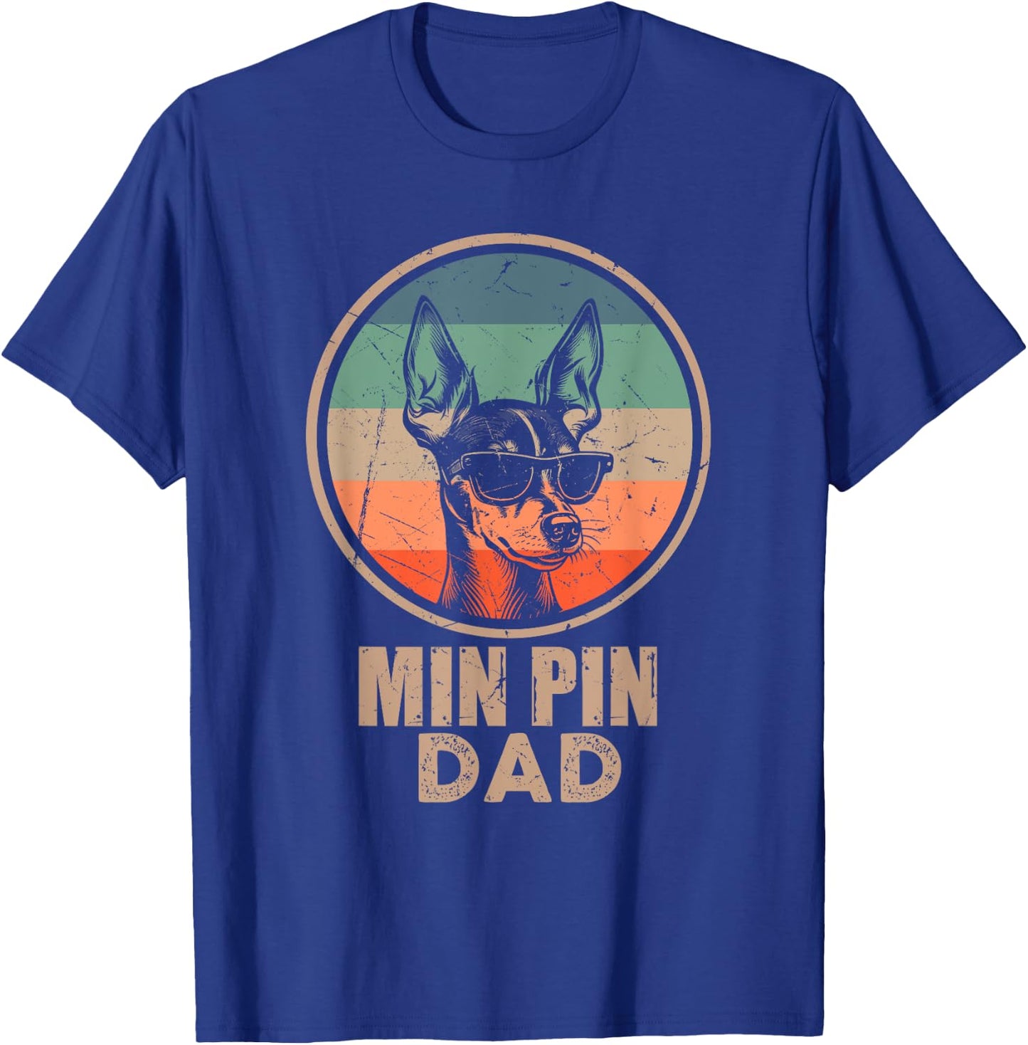 Vintage Min Pin Dog Dad Gifts Dad Dog Lover Xmas T-Shirt - T-Shirt | Royal