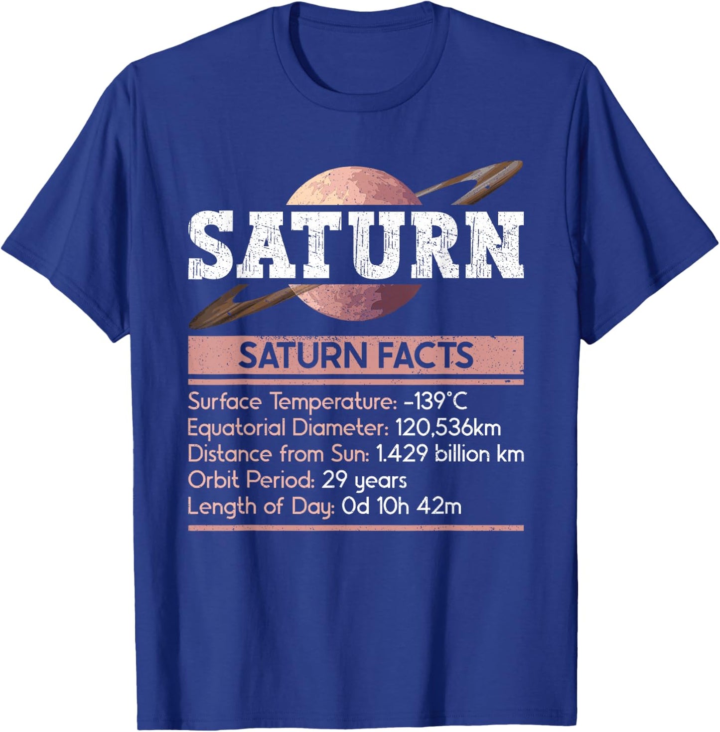 Saturn Facts - Space Saturn Planet T-Shirt - T-Shirt | Royal