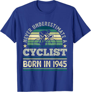 Cyclist born in 1945 80th Birthday Cycling Bicycle T-Shirt - T-Shirt | Royal