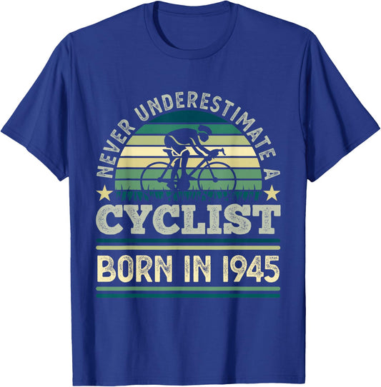Cyclist born in 1945 80th Birthday Cycling Bicycle T-Shirt - T-Shirt | Royal