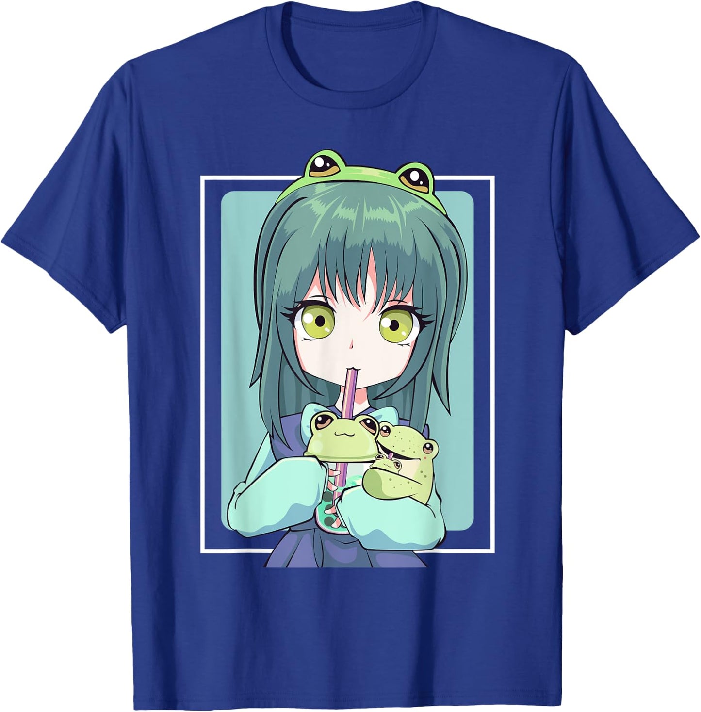 Anime Girl for Frog Lovers and Kawaii Boba Tea Frog Teens T-Shirt - T-Shirt | Royal