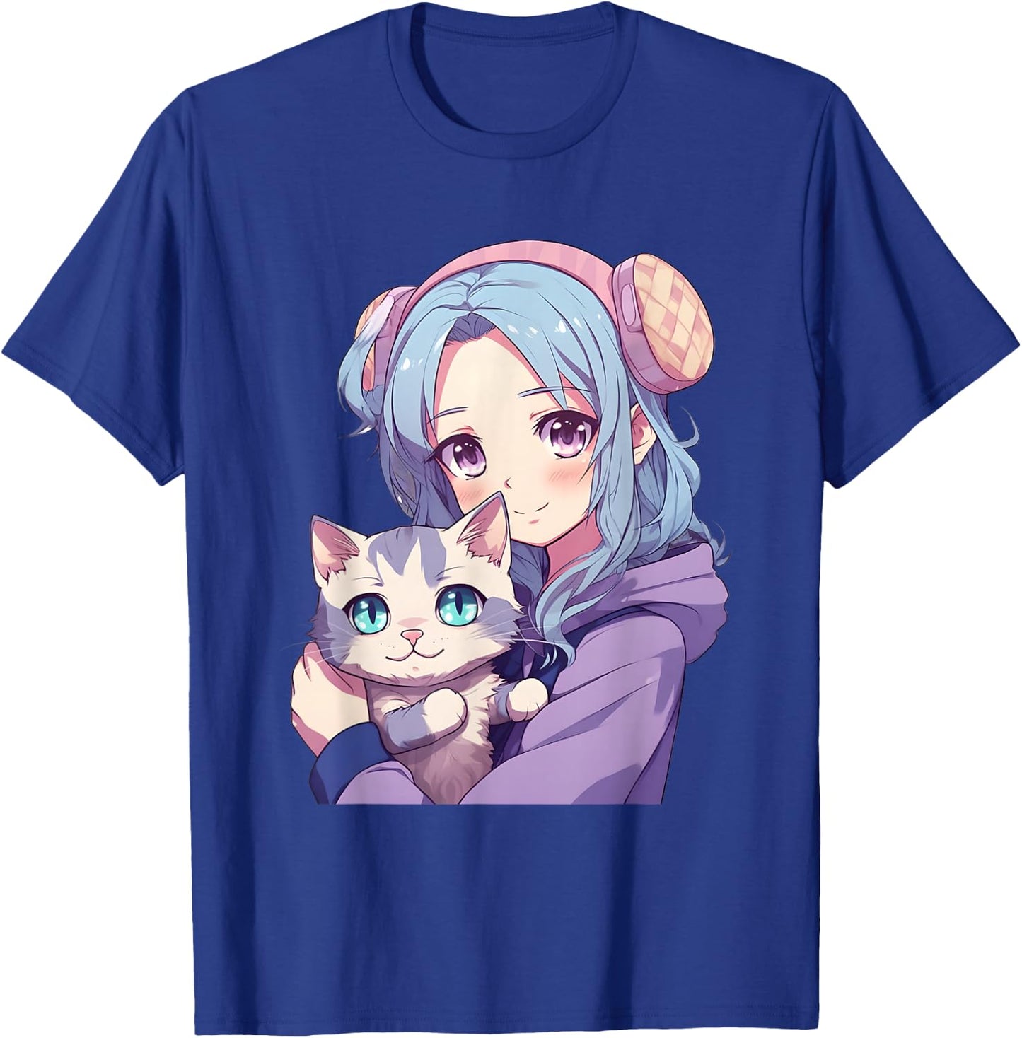 Japanese Kawaii Girl Anime & Cats for Teens Girls T-Shirt - T-Shirt | Royal
