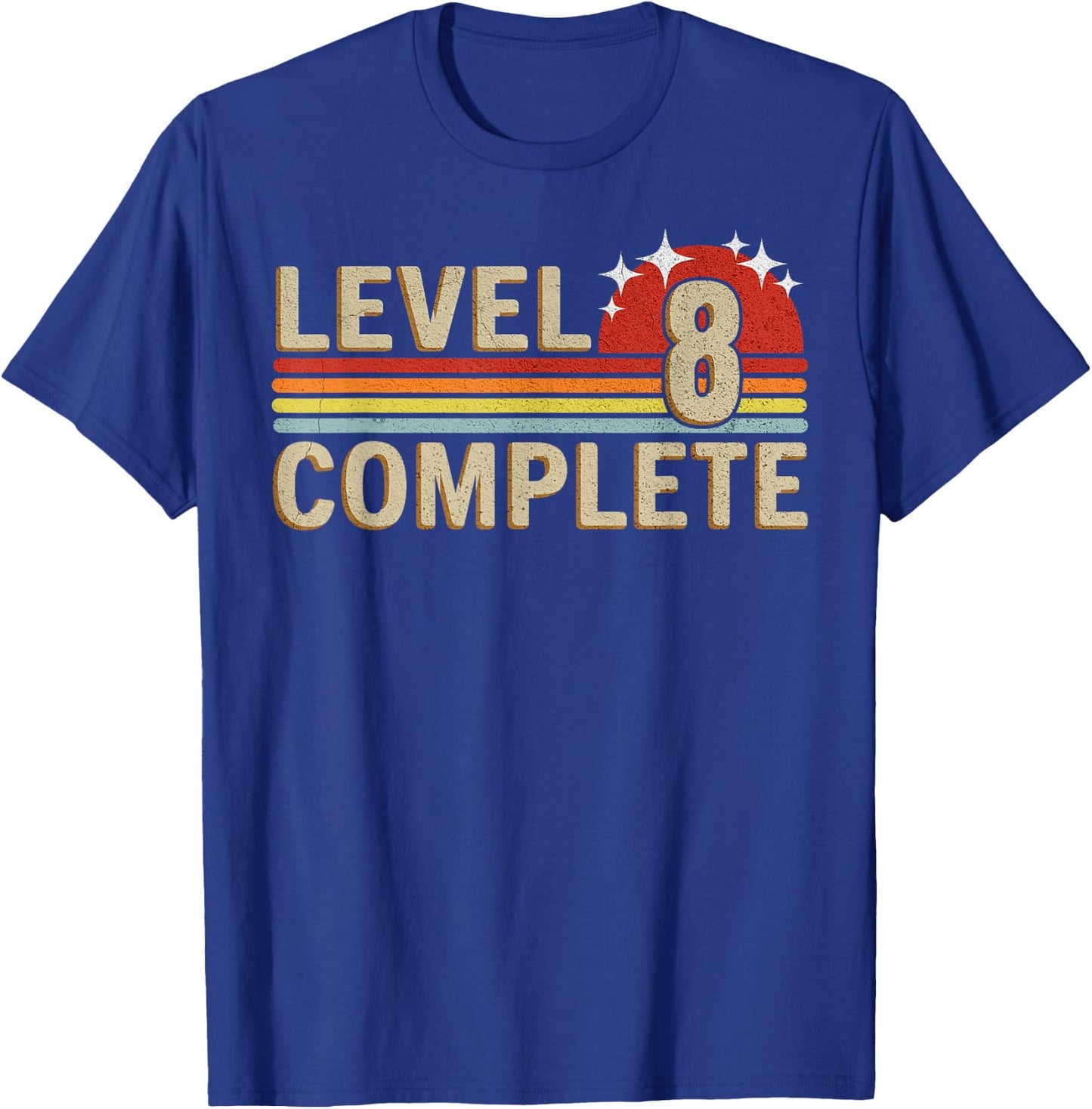 Level 8 Complete Gaming Vintage 8 Years Wedding Anniversary T-Shirt - T-Shirt | Royal