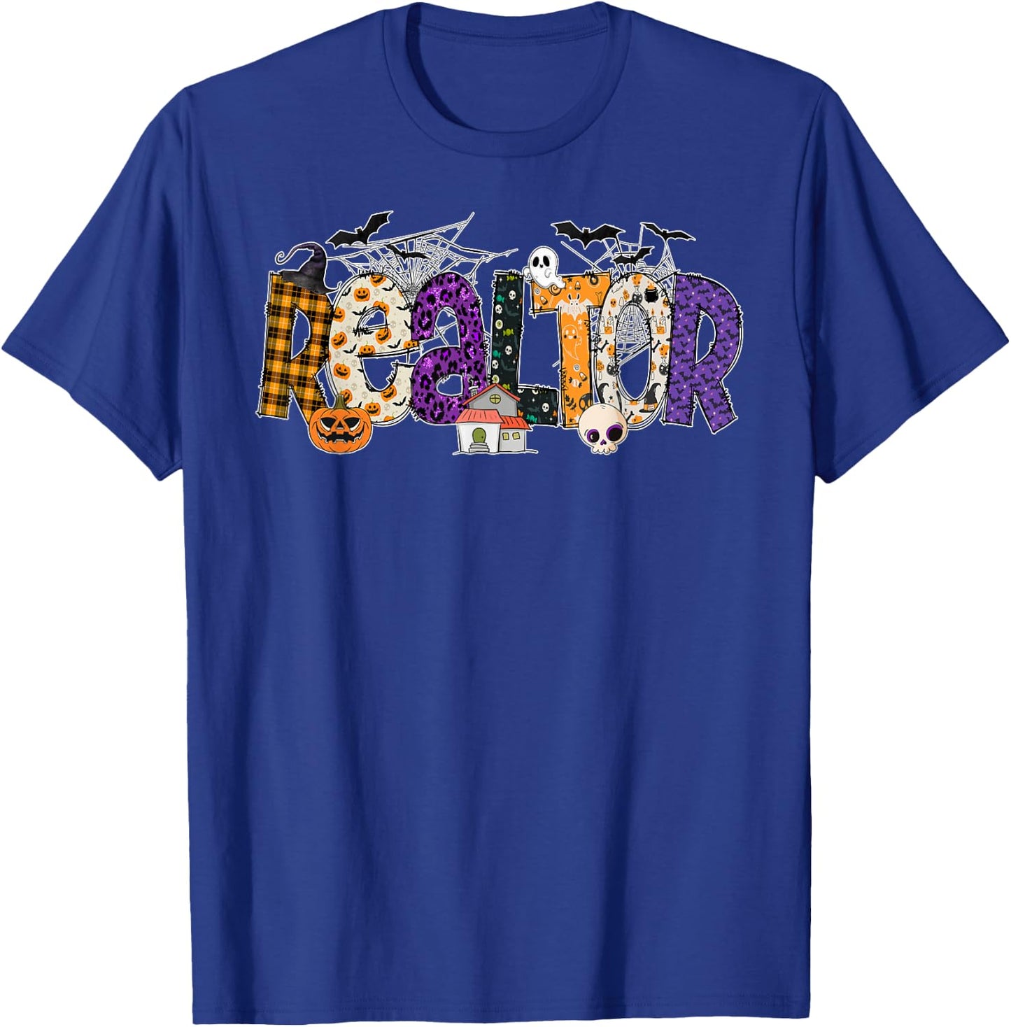 Realtor Witch Hat Pumpkin Ghost Funny Halloween Gifts T-Shirt - T-Shirt | Royal