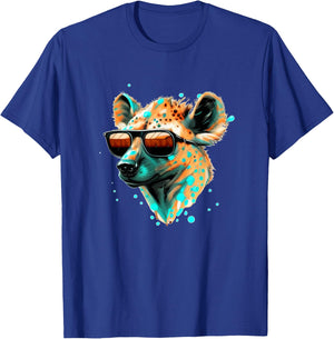 Funny looking Hyena Face with Sunglasses T-Shirt - T-Shirt | Royal