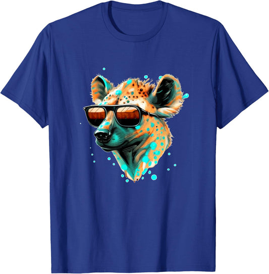 Funny looking Hyena Face with Sunglasses T-Shirt - T-Shirt | Royal