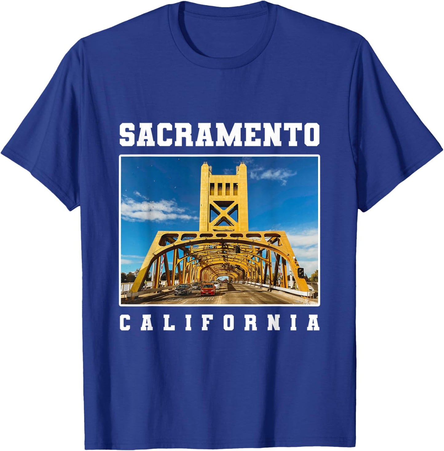 Tower Bridge Sacramento Skyline California Souvenir T-Shirt - T-Shirt | Royal