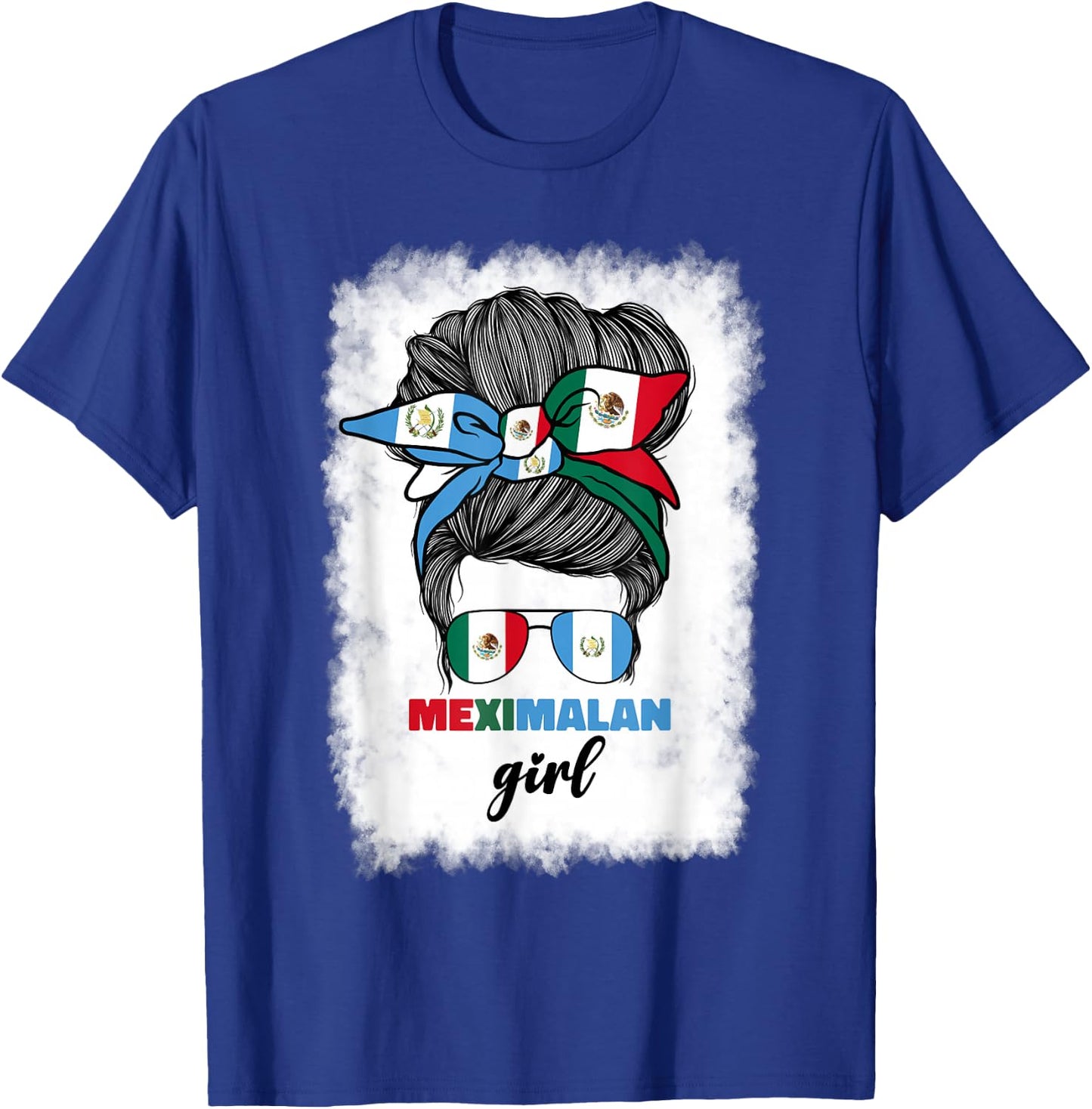 Half Mexican And Guatemalan Mexico Guatemala Flag Girl Women T-Shirt - T-Shirt | Royal