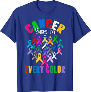 Cancer Sucks In Every Color All Ribbons World Cancer Day Men T-Shirt - T-Shirt | Royal