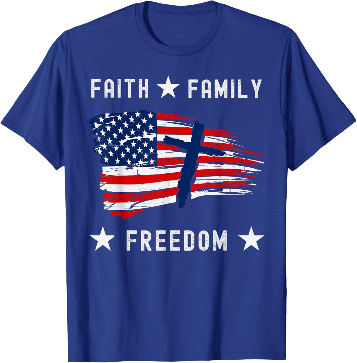 Faith Family Freedom America Patriotic Christian T-Shirt - T-Shirt | Royal