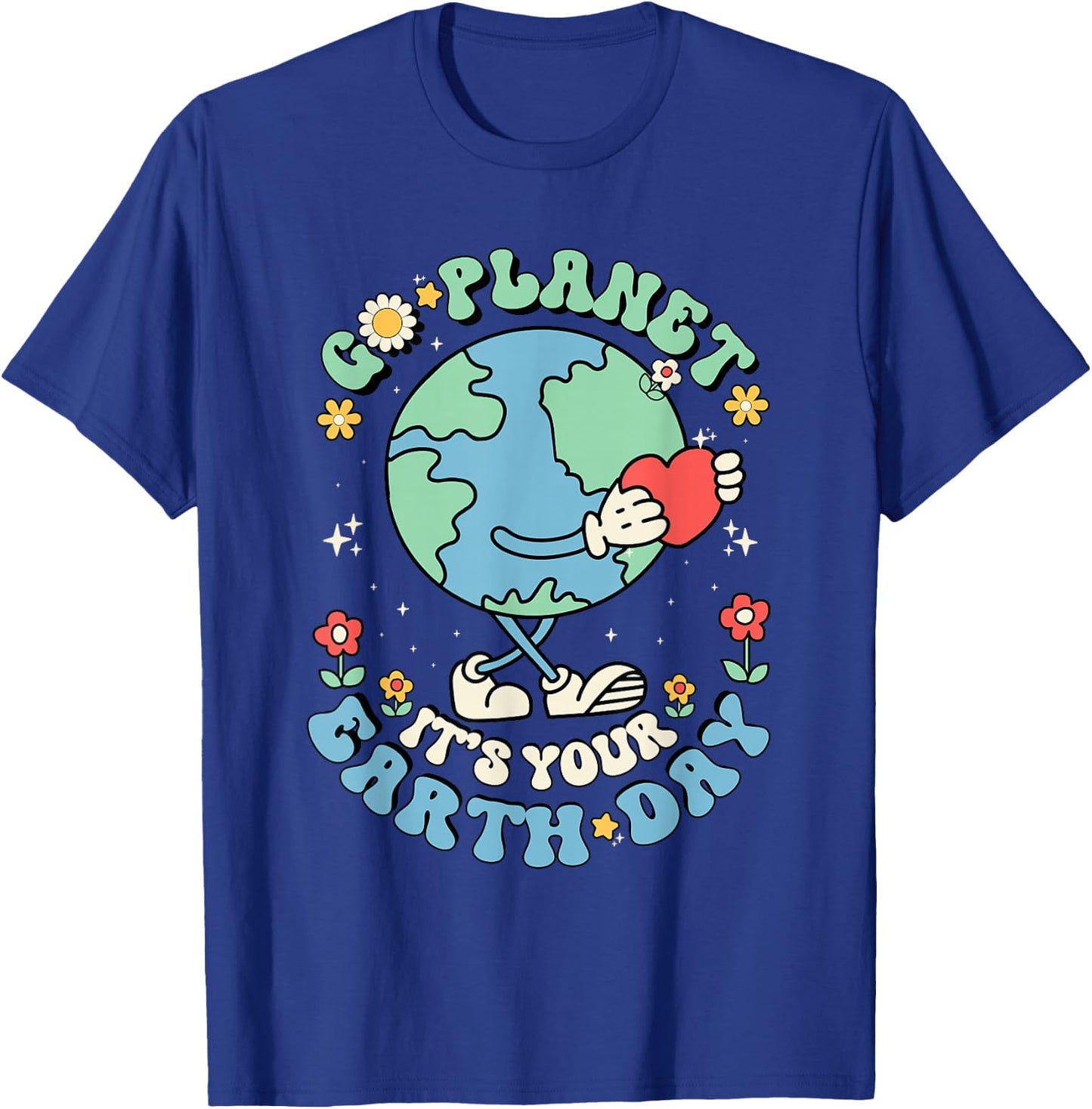 Cute Go Planet Its Your Earth Day 2026 Teacher Kids Groovy T-Shirt - T-Shirt | Royal