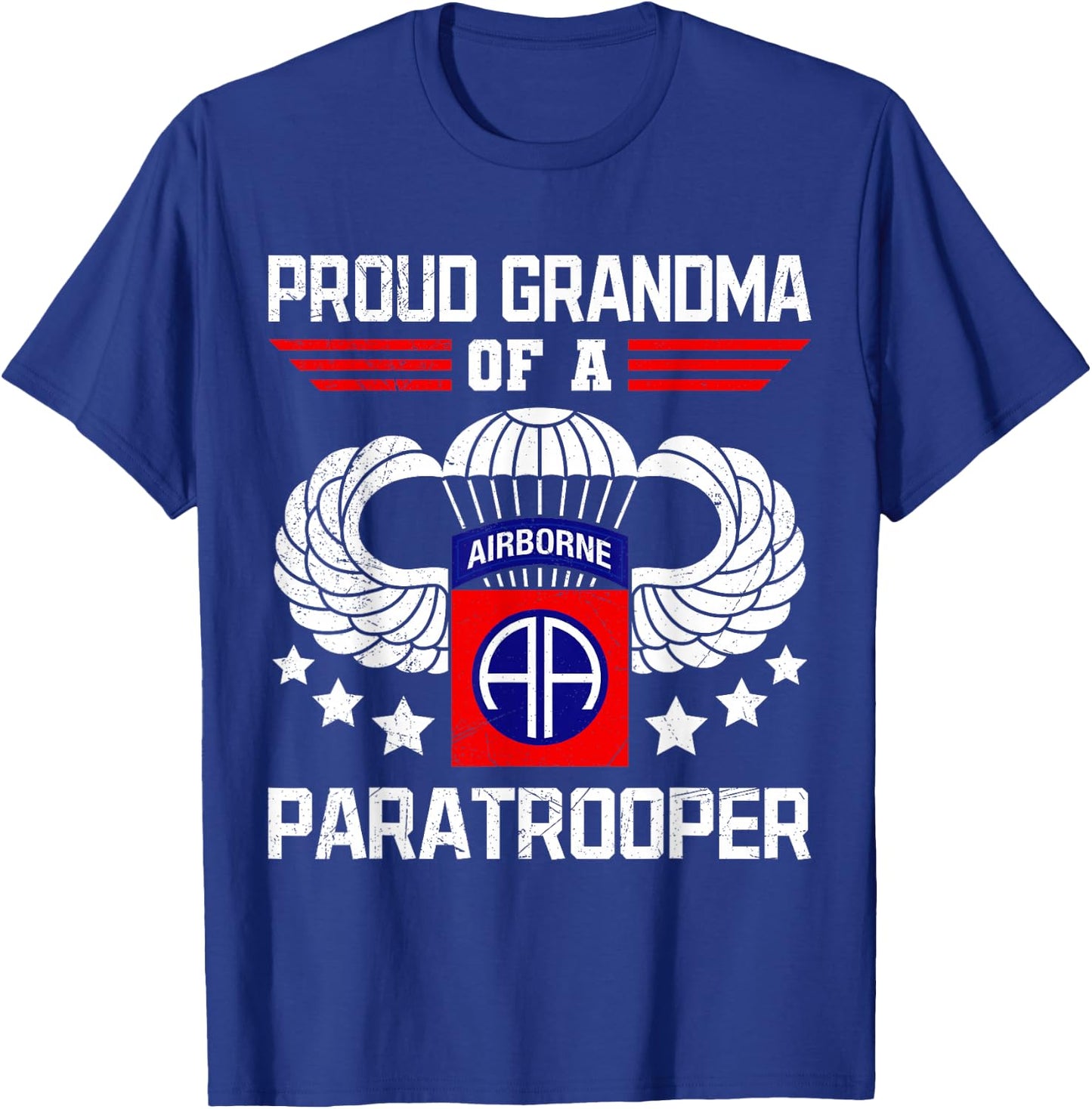 Proud Grandma Airborne Veteran Paratrooper USA Veterans T-Shirt - T-Shirt | Royal