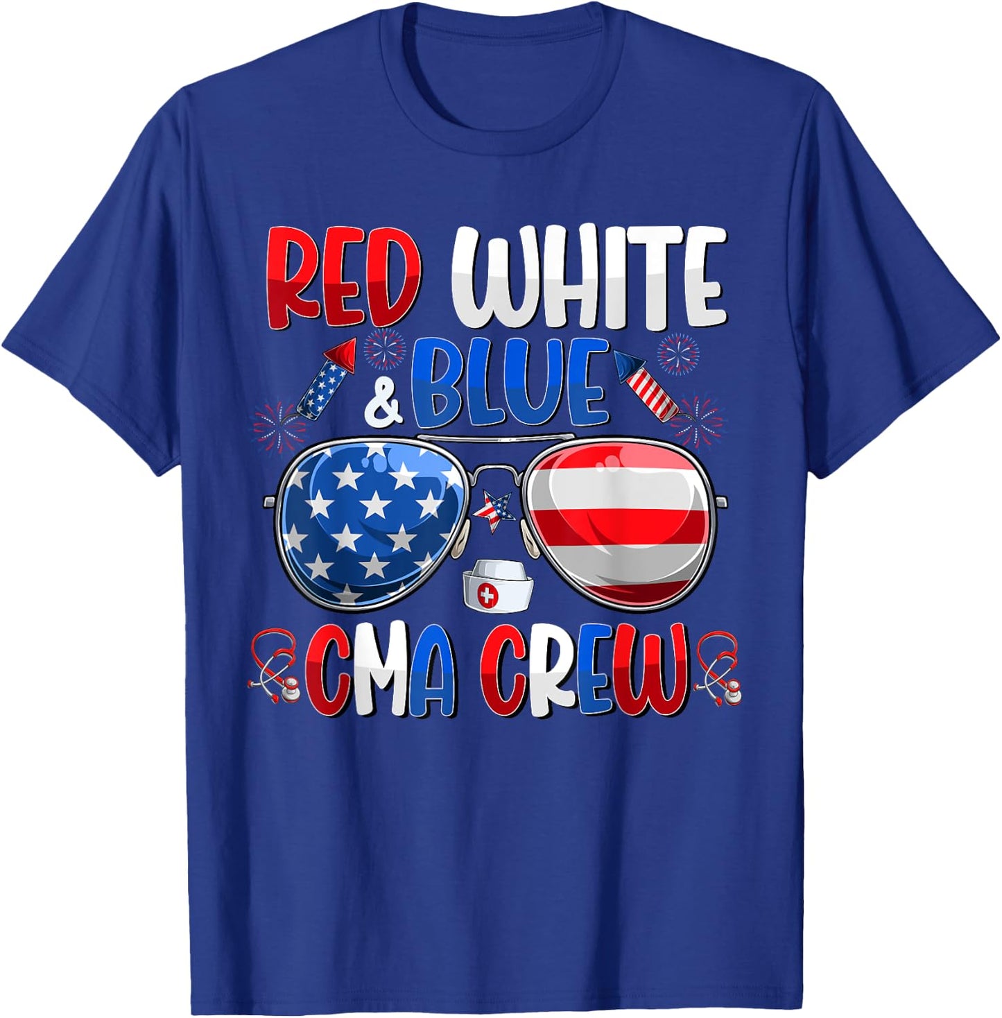 4th Of July CMA Crew Scrub Tops Medical Assistants Matching Men T-Shirt - T-Shirt | Royal