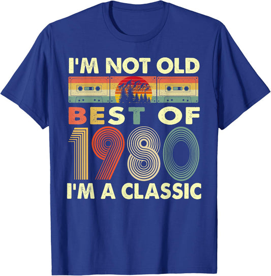 I'm Not Old I'm A Classic Vintage 1980 42nd Birthday Gifts T-Shirt - T-Shirt | Royal
