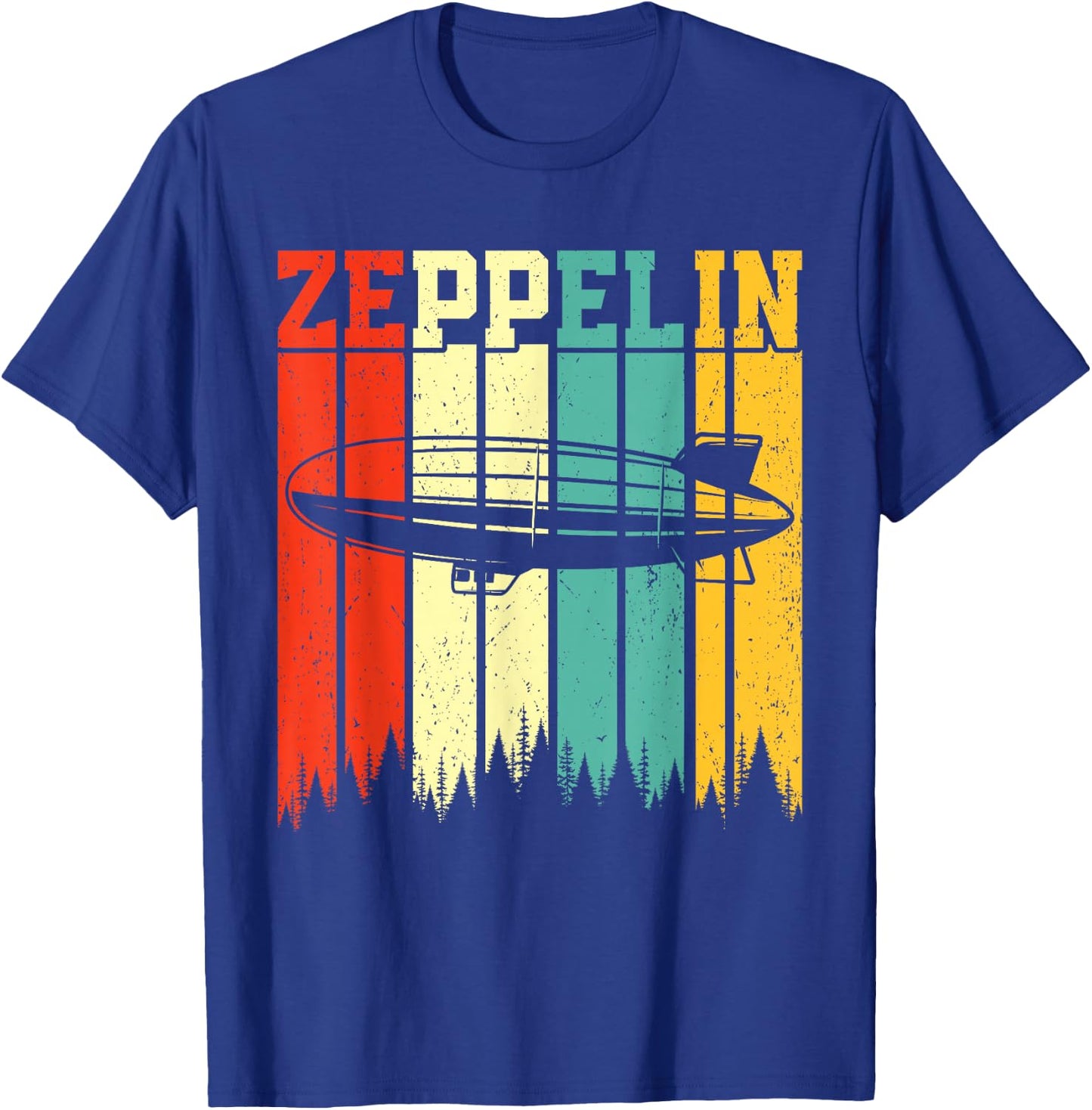 Retro Zeppelin 70s 80s Dirigible Airship Zepelin Zepplin T-Shirt - T-Shirt | Royal