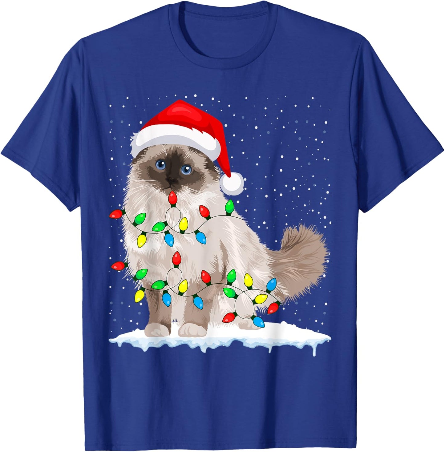 Ragdoll Cat Christmas Lights Xmas Cat Lover T-Shirt - T-Shirt | Royal