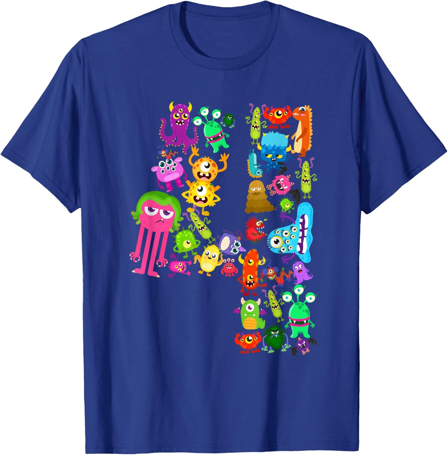 Little Monster 4 Four Years Kids 4th Birthday Party Monsters T-Shirt - T-Shirt | Royal