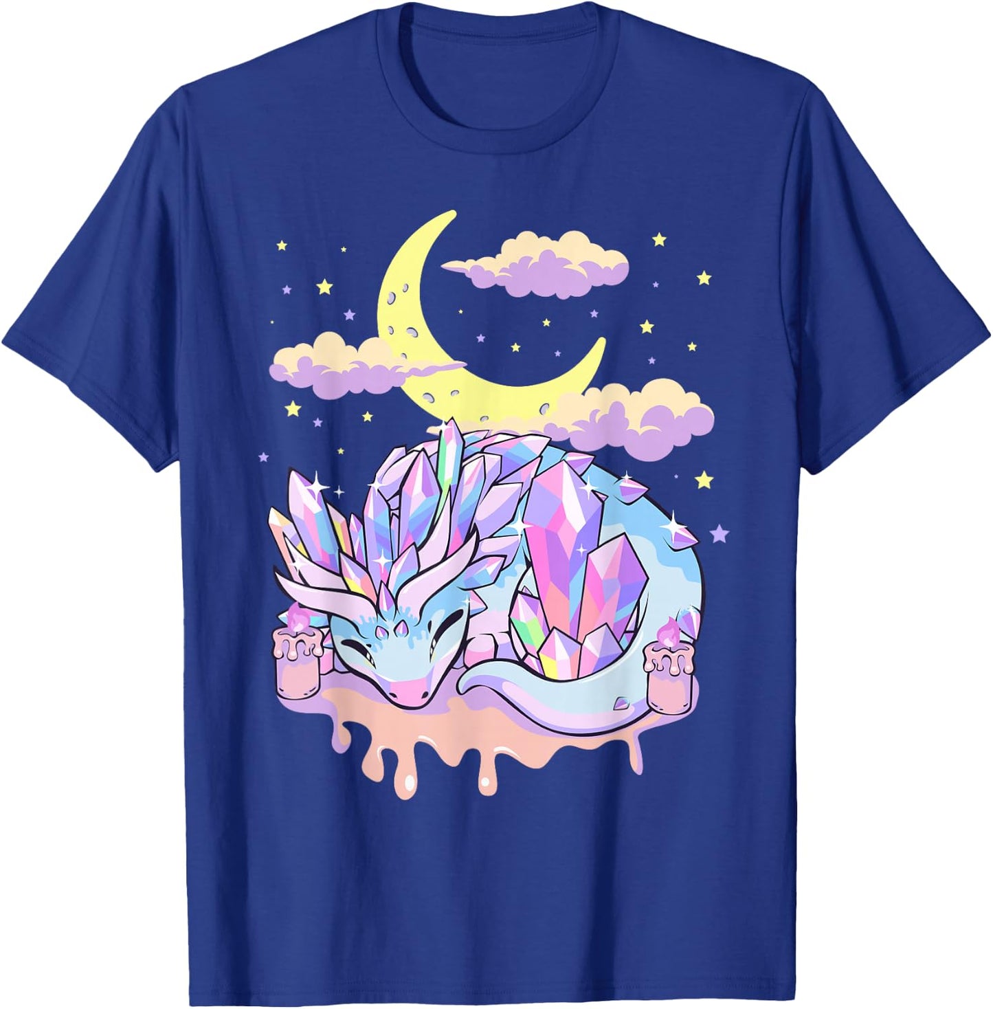 Pastel Goth Kawaii Crystal Dragon Crystals and Crescent Moon T-Shirt - T-Shirt | Royal
