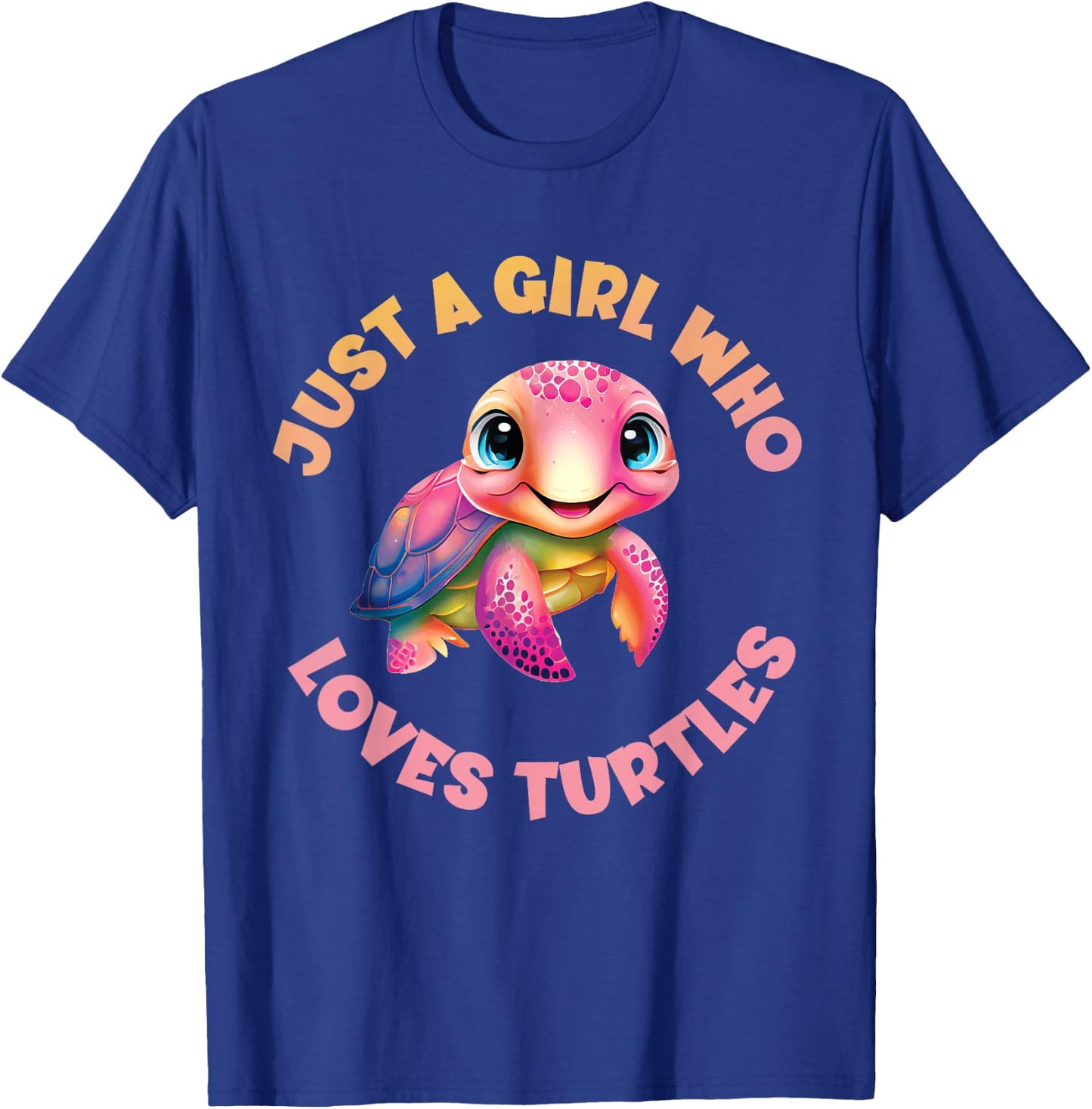 Girl's Cute Sea Turtle Kawaii Just A Girl Who Loves Turtles T-Shirt - T-Shirt | Royal