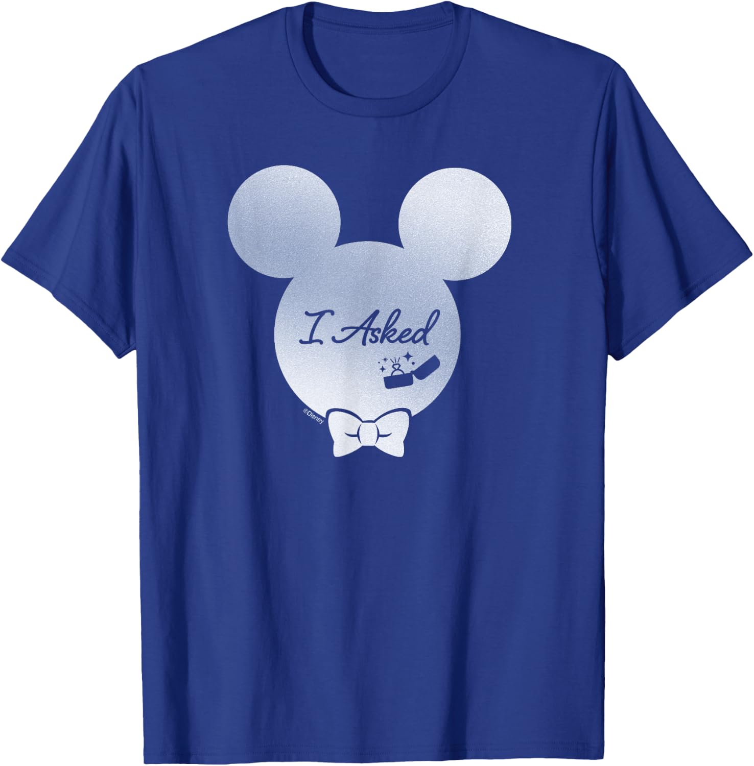 Disney I Asked Proposal Engagement Ring Bow Tie Mickey T-Shirt - T-Shirt | Royal