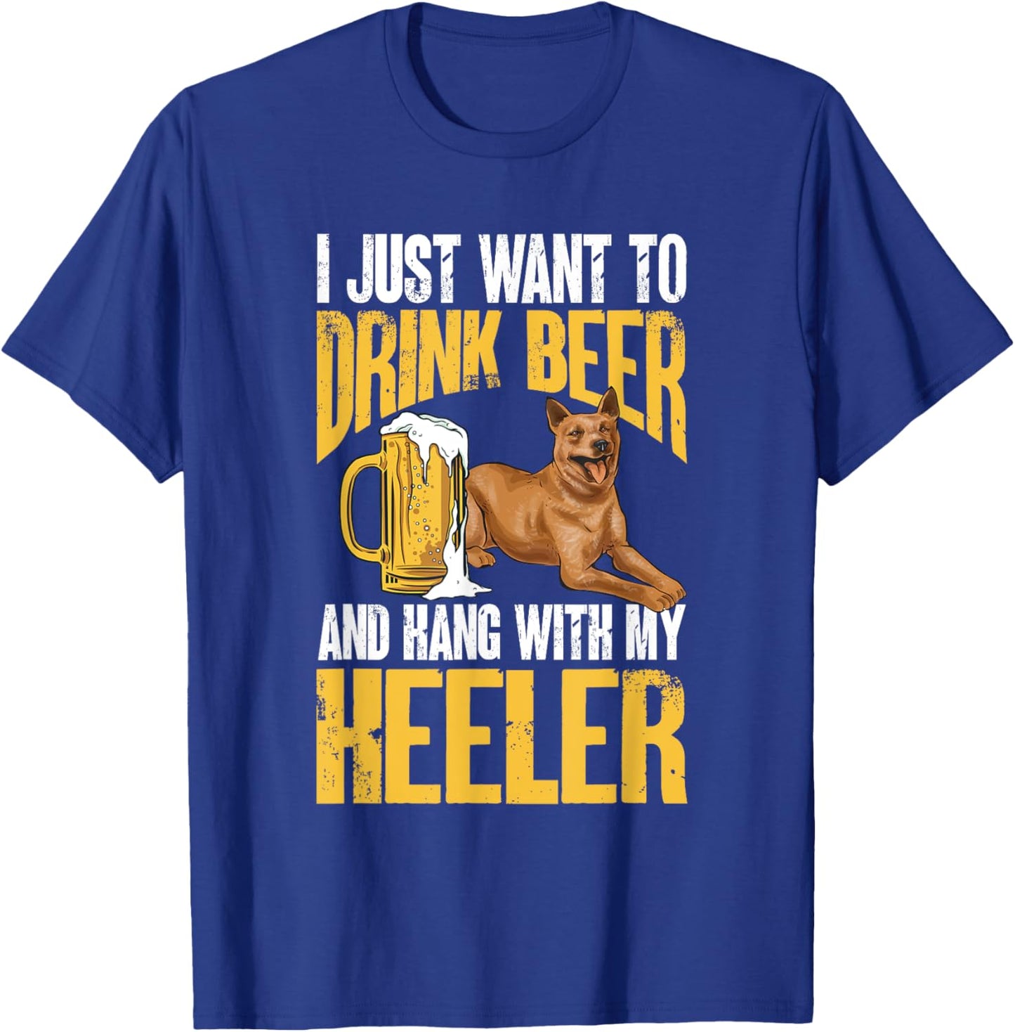 Red Heeler Drinking Beer Australian Cattle Dog Men Women T-Shirt - T-Shirt | Royal