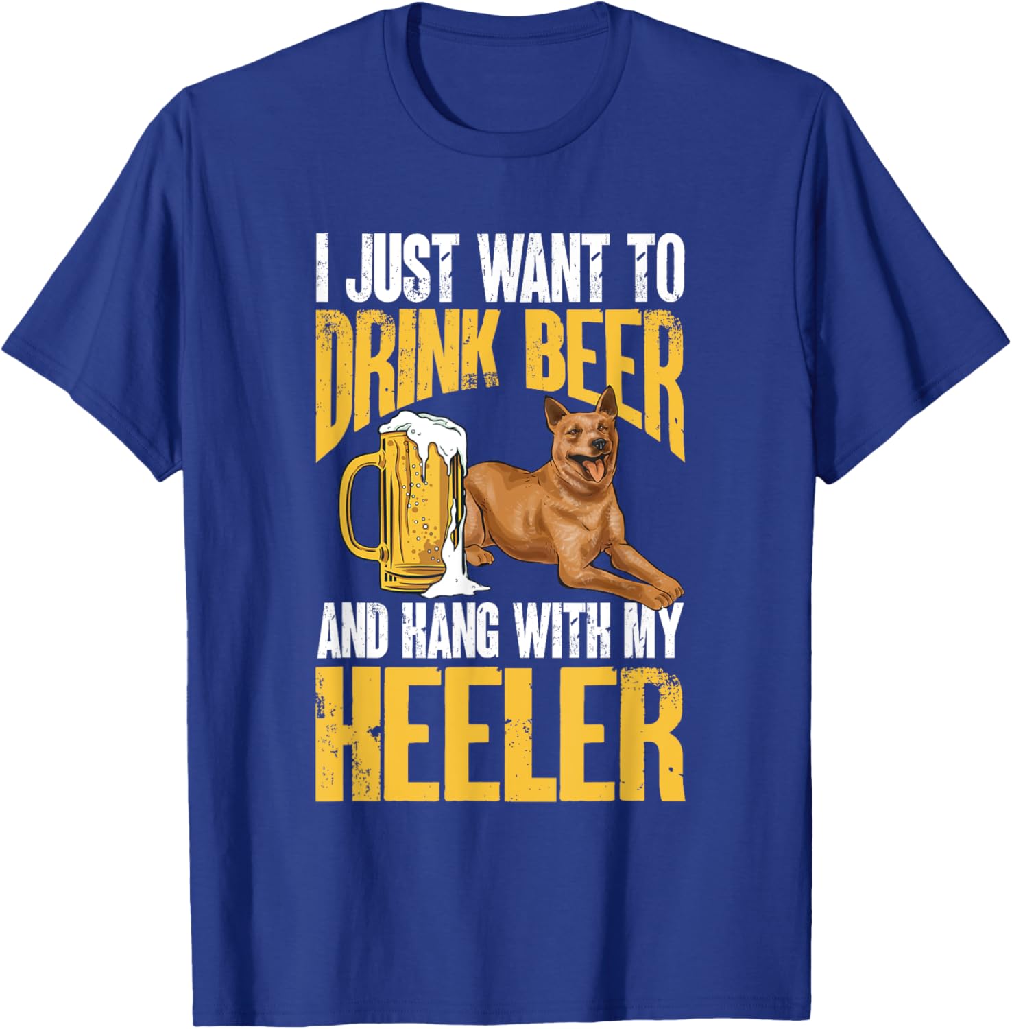 Red Heeler Drinking Beer Australian Cattle Dog Men Women T-Shirt - T-Shirt | Royal