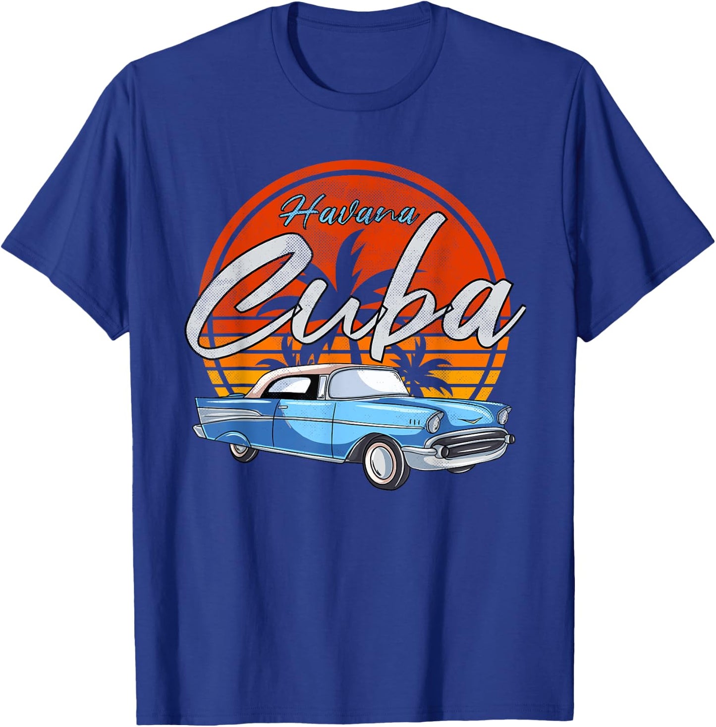 Retro Havana Cuba Vintage Sunset Caribbean Cuban Souvenir T-Shirt - T-Shirt | Royal