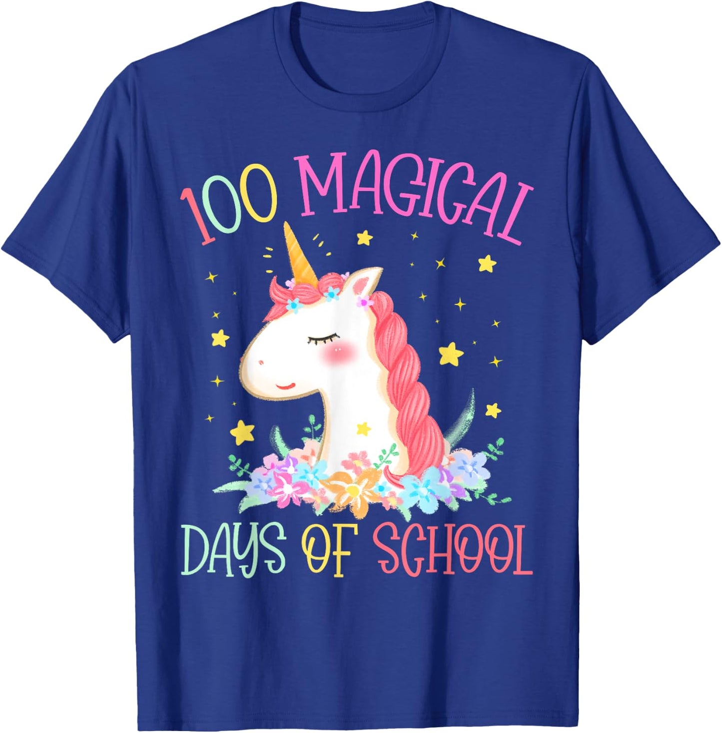 100th Day of School Unicorn 100 Magical Days Girls Teacher T-Shirt - T-Shirt | Royal