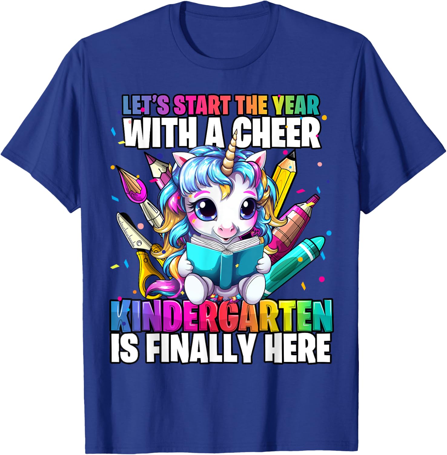 Unicorn Kindergarten Back to School First Day of School Girl T-Shirt - T-Shirt | Royal