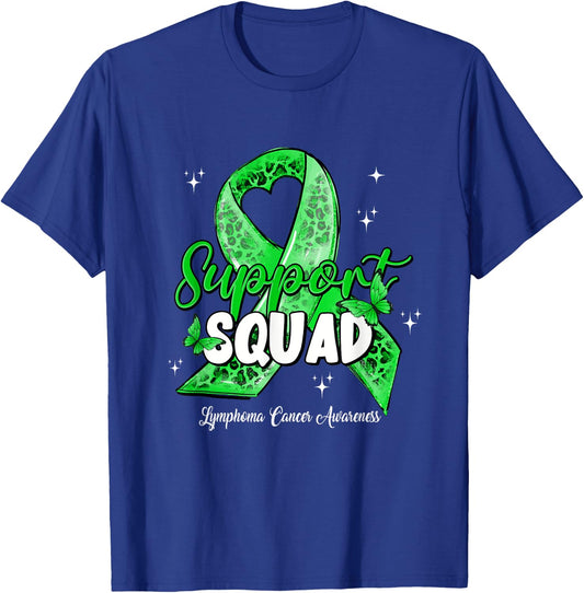 Support Squad Butterfly Green Ribbon Lymphoma Cancer Gifts T-Shirt - T-Shirt | Royal