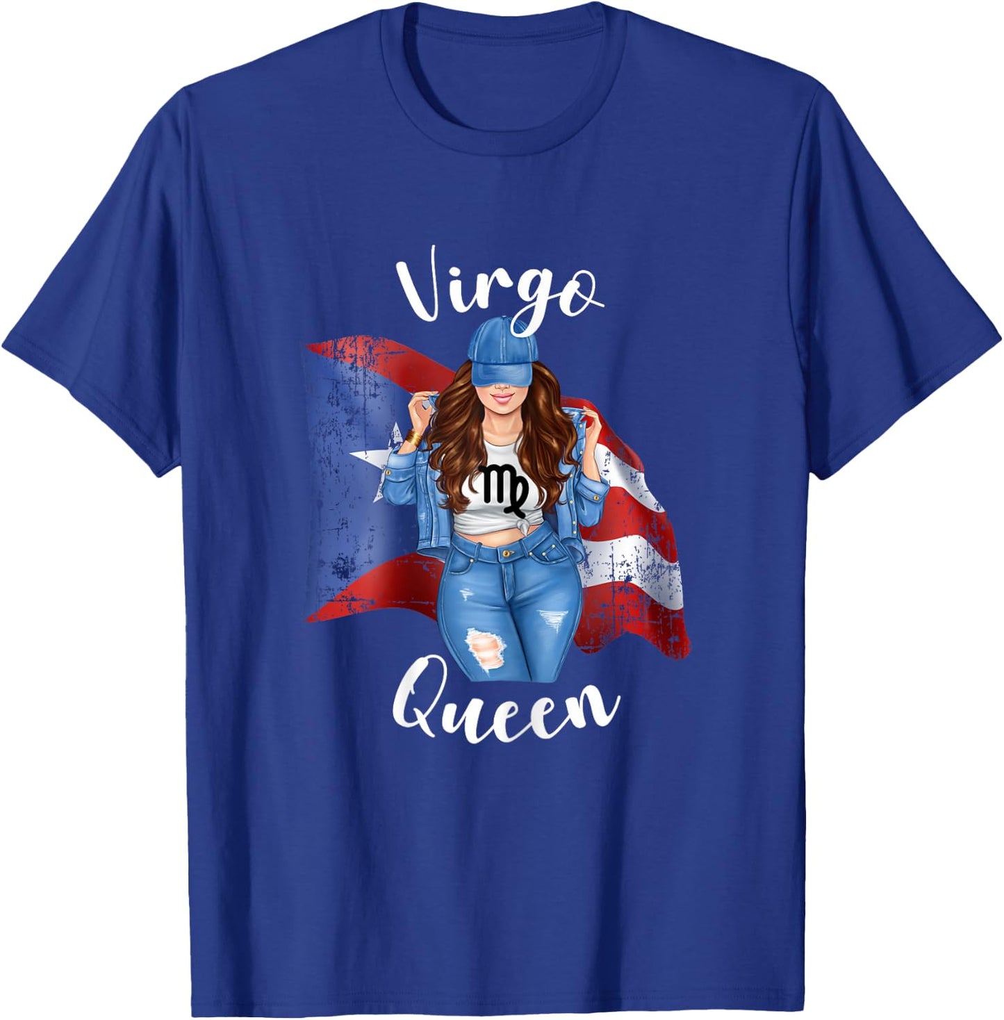Puerto Rican Virgo Queen of Puerto Rico Zodiac Brunette T-Shirt - T-Shirt | Royal