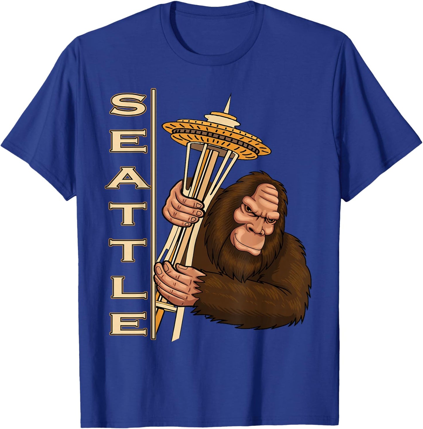 Pacific Northwest Seattle Sasquatch Space Needle Souvenir T-Shirt - T-Shirt | Royal