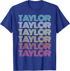 First Name Taylor Girl Boy Retro My Personalized Groovy 80's T-Shirt - T-Shirt | Royal