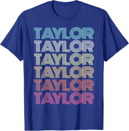 First Name Taylor Girl Boy Retro My Personalized Groovy 80's T-Shirt - T-Shirt | Royal