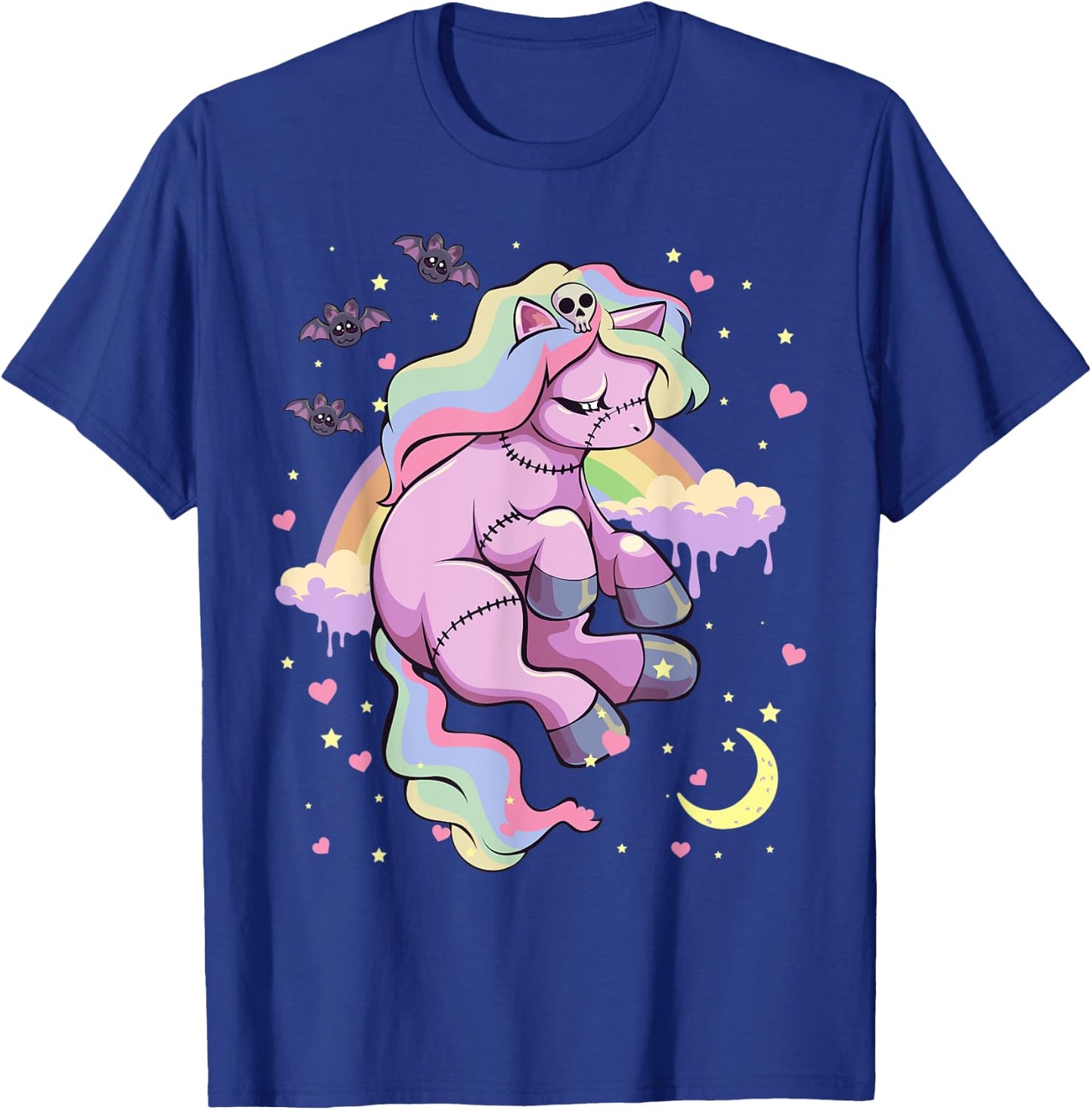 Pastel Goth Kawaii Sad Depressed Unicorn with Rainbow T-Shirt - T-Shirt | Royal