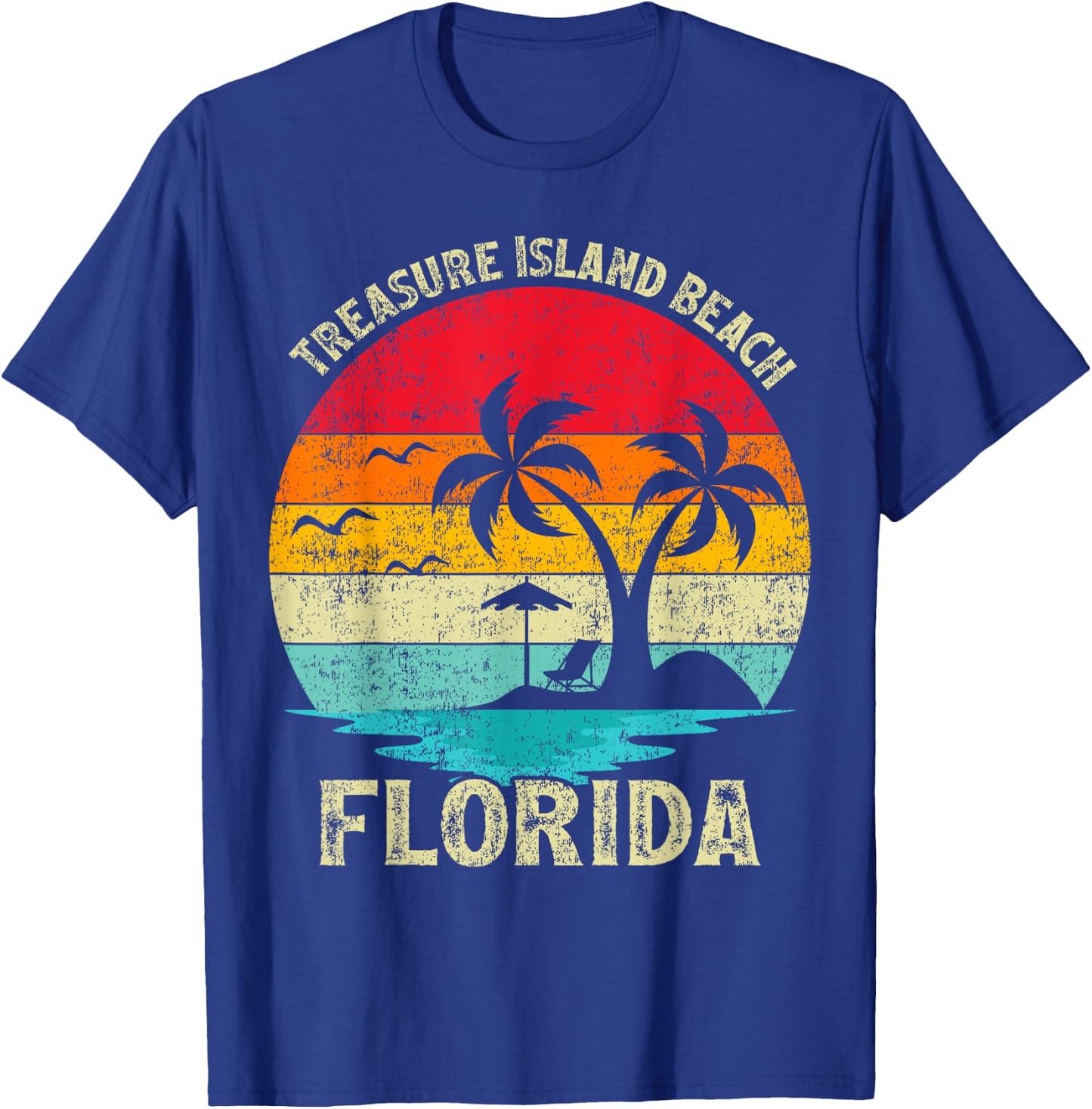 Family Vacation Vintage Retro Florida Treasure Island Beach Men Women Girls Kids T-Shirt - T-Shirt | Royal