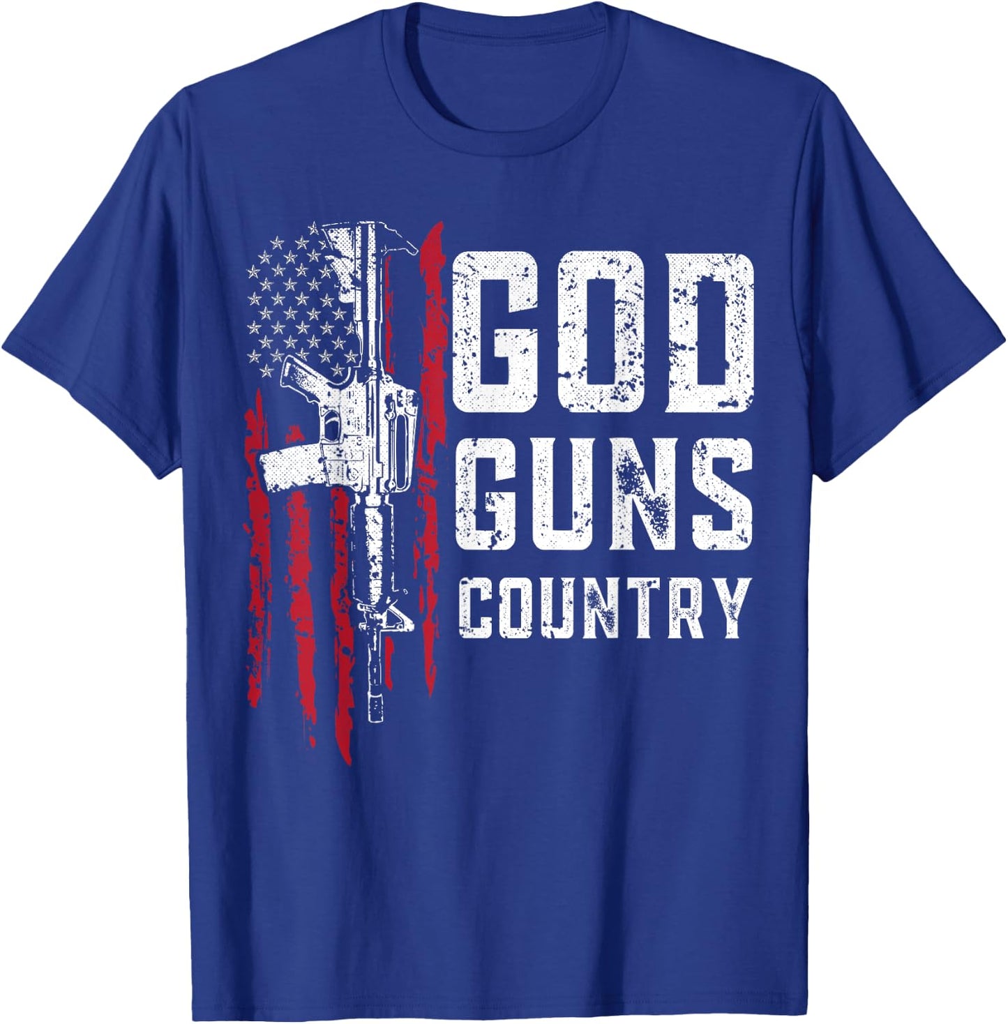 God Guns Country American Flag AR-15 Gun Veteran Women Kids Men T-Shirt - T-Shirt | Royal