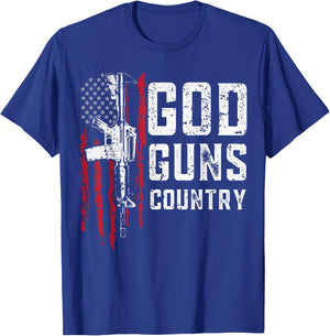 God Guns Country American Flag AR-15 Gun Veteran Women Kids Men T-Shirt - T-Shirt | Royal