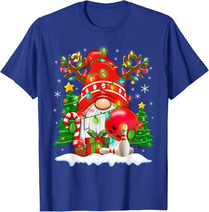Funny Reindeer Gnome & Bowling Ball Christmas Lights Xmas T-Shirt - T-Shirt | Royal