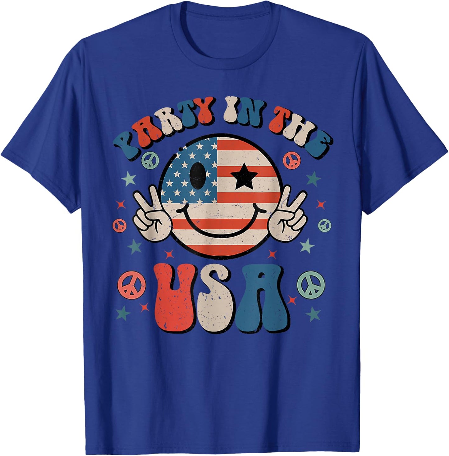 Party in The USA 4th of July Preppy Smile Kids Men Women T-Shirt - T-Shirt | Royal