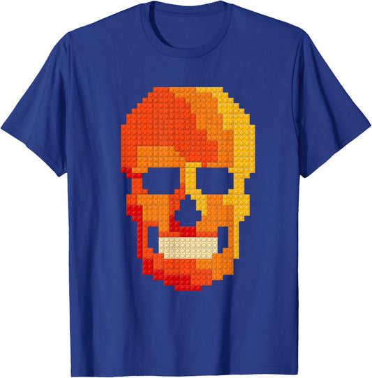 Skull Block Builder Bricks Halloween Skeleton Master Builder T-Shirt - T-Shirt | Royal